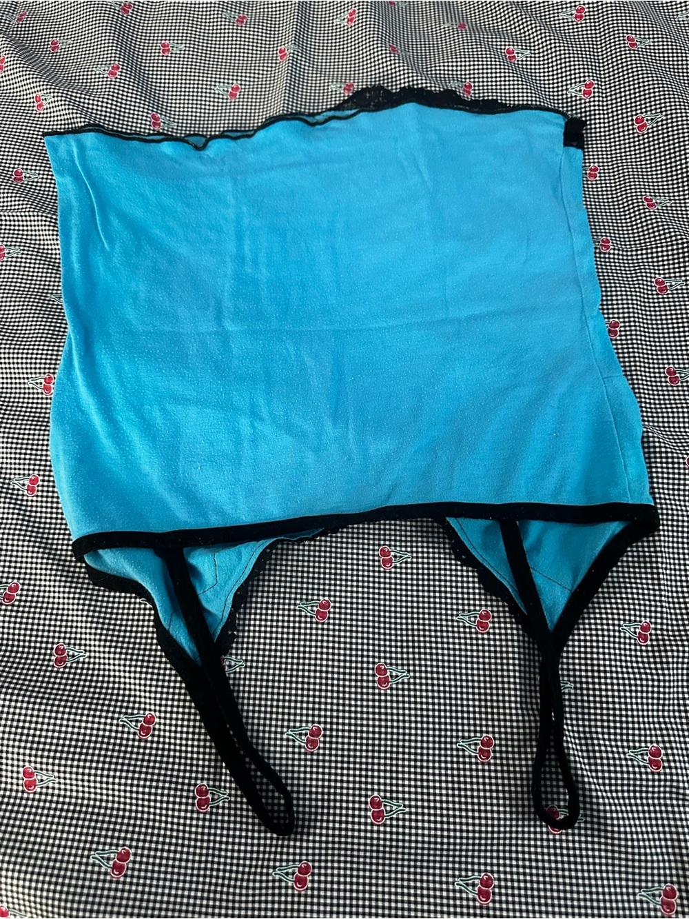 ANDREA FENZI Turquoise Blue Camisole with Black Lace Trim - Picture 6 of 6